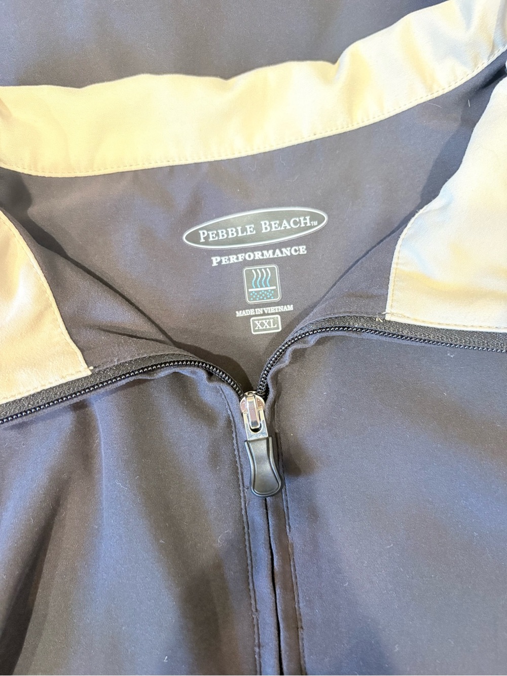 Pebble Beach Men's Performance Quarter Zip Golf Pullover Black & Tan XXL